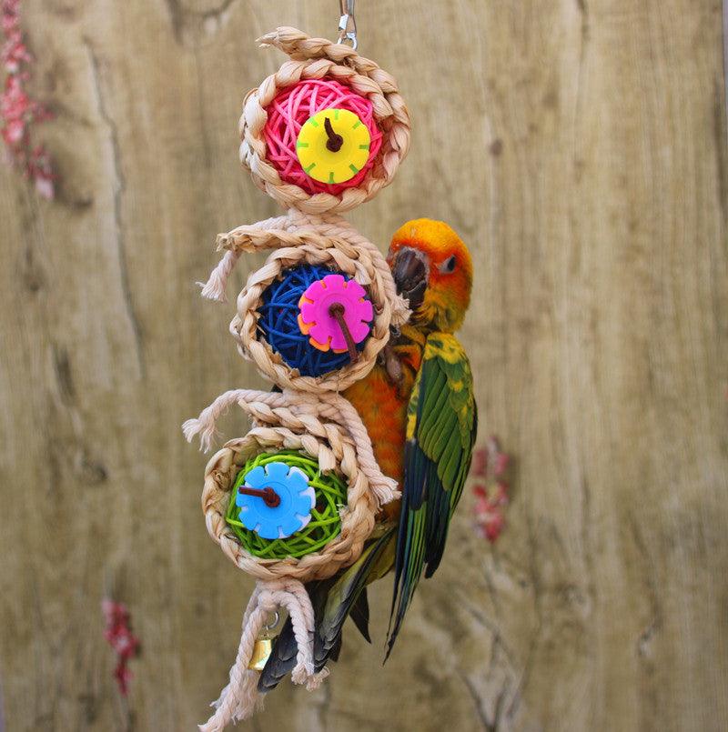 Natural Vine Twist Rope Parrot Toy - Climbing And Biting Fun For Pet Birds